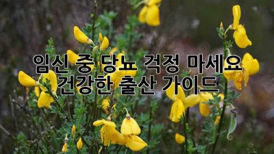 임신 중 당뇨, 걱정 마세요! 건강한 출산 가이드